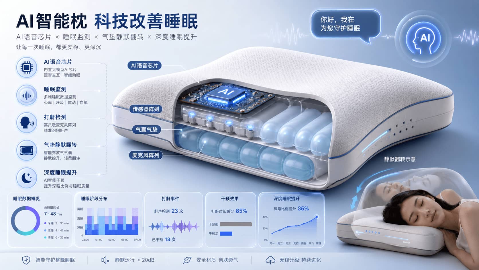 AI 睡眠监测与健康枕